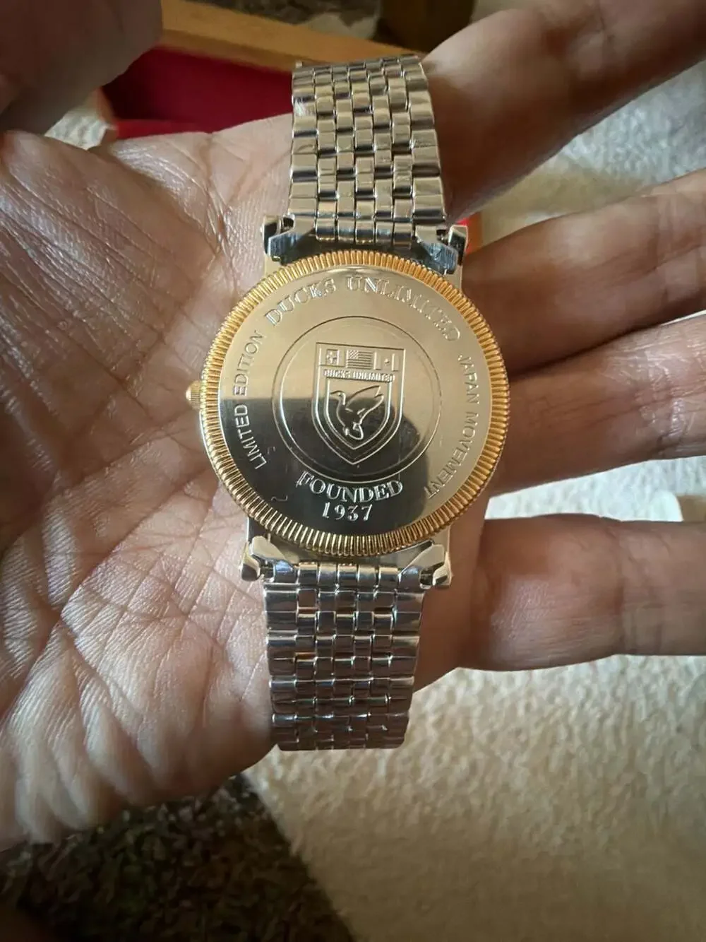 Ducks Unlimited Limited Edition Two-Tone Stainless Steel Quartz Watch with Woode